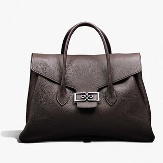 B Volute Croisee Leather Travel Bag, DARK BROWN, hi-res
