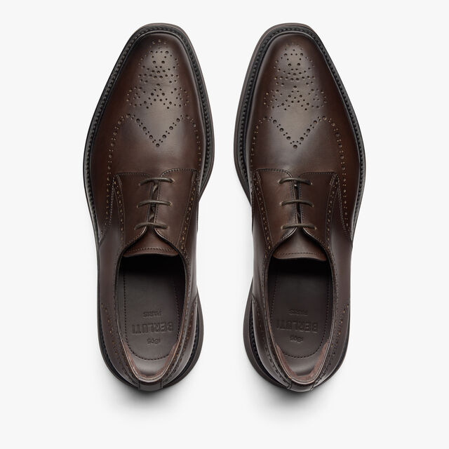 Alessio Natural Calf Leather Derby , DARK BROWN, hi-res 4