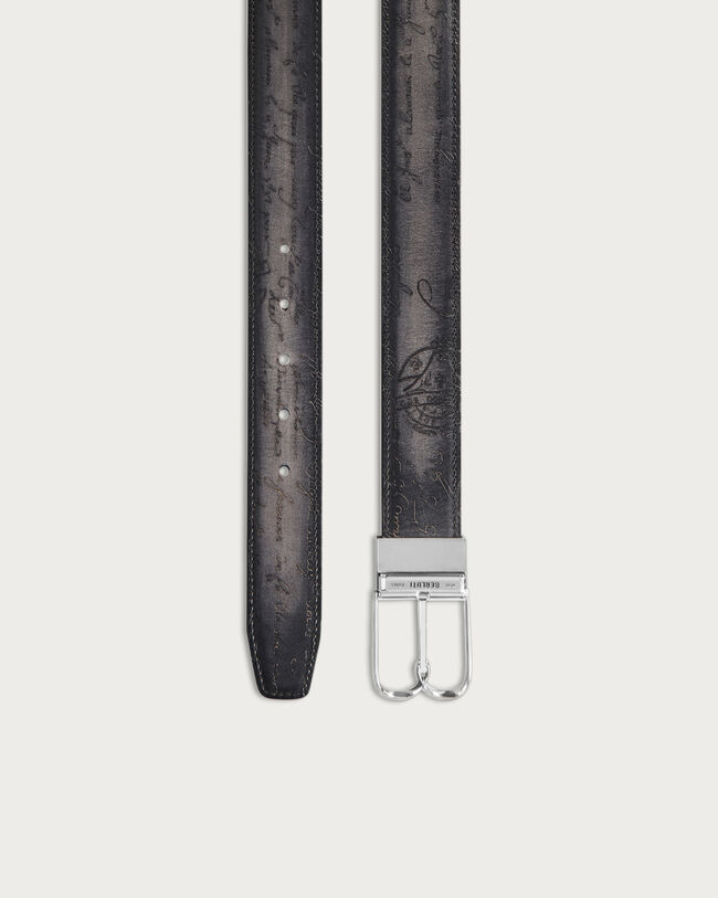 B Volute Reversible Belt, Mogano & Nero Grigio, hi-res