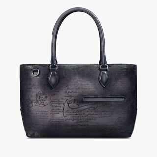 Toujours Mini Scritto Leather Tote Bag, LIGHT ALUMINIO, hi-res