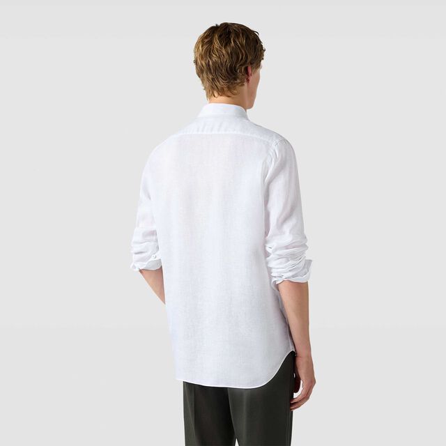 饰有Scritto图纹口袋的亚麻衬衫, PAPER WHITE, hi-res 3