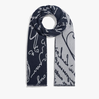 Wool Scritto Scarf, MARINE/ INTERNAL GIANT SCRITTO, hi-res