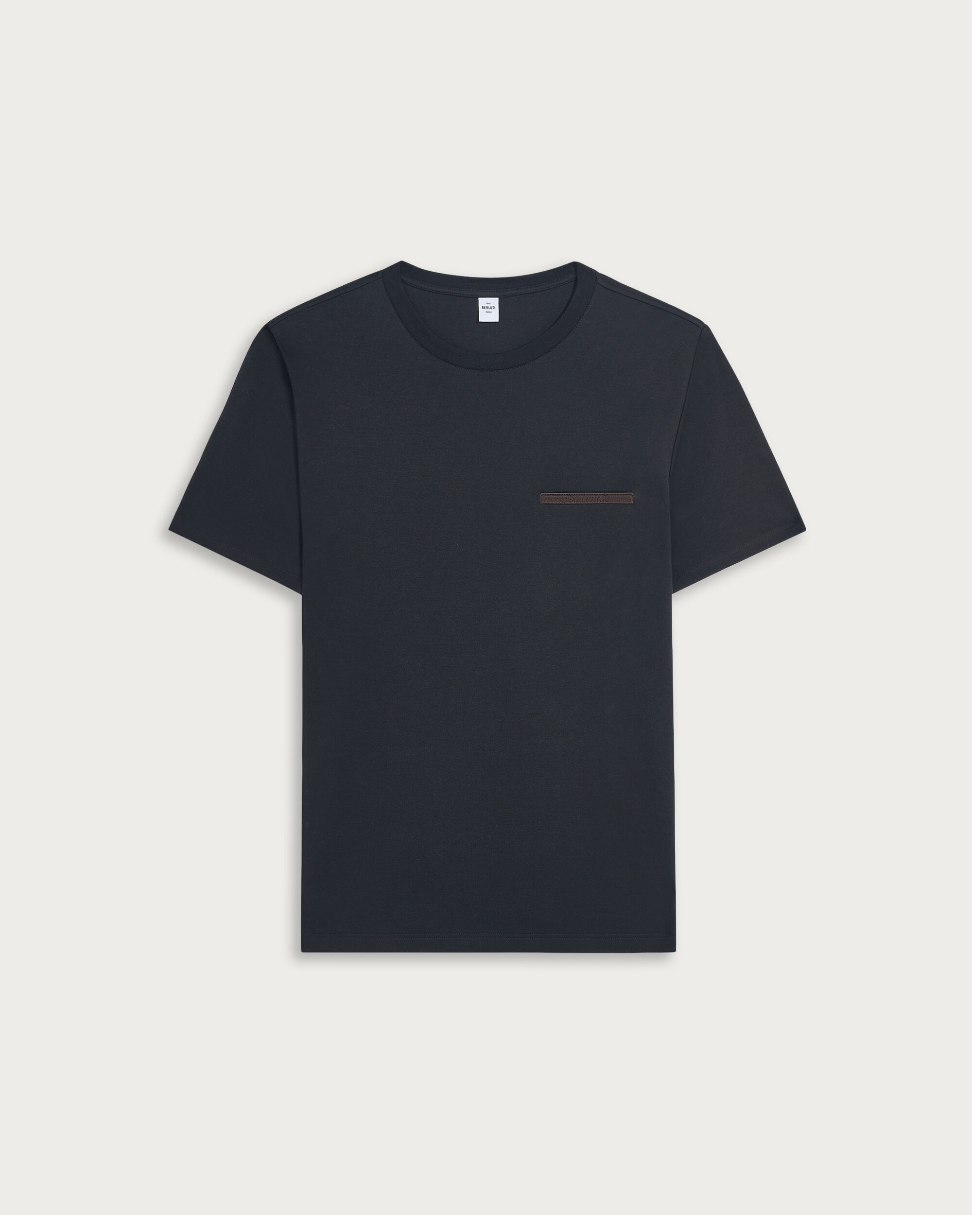 Leather Tab Pocket T-shirt, Noir, hi-res