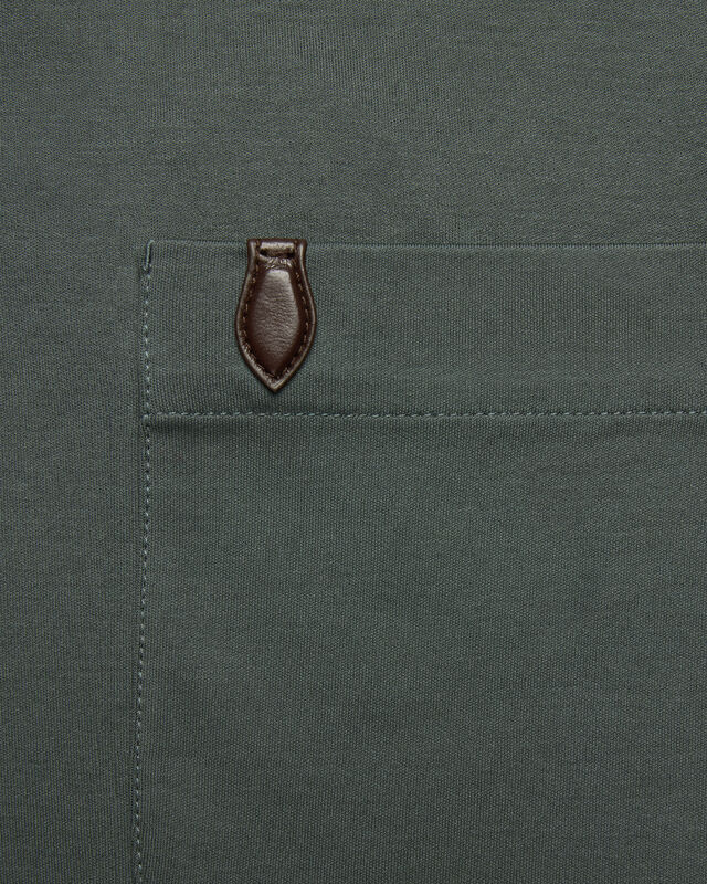 Pocket T-shirt with Leather Detail, Dark Green, hi-res