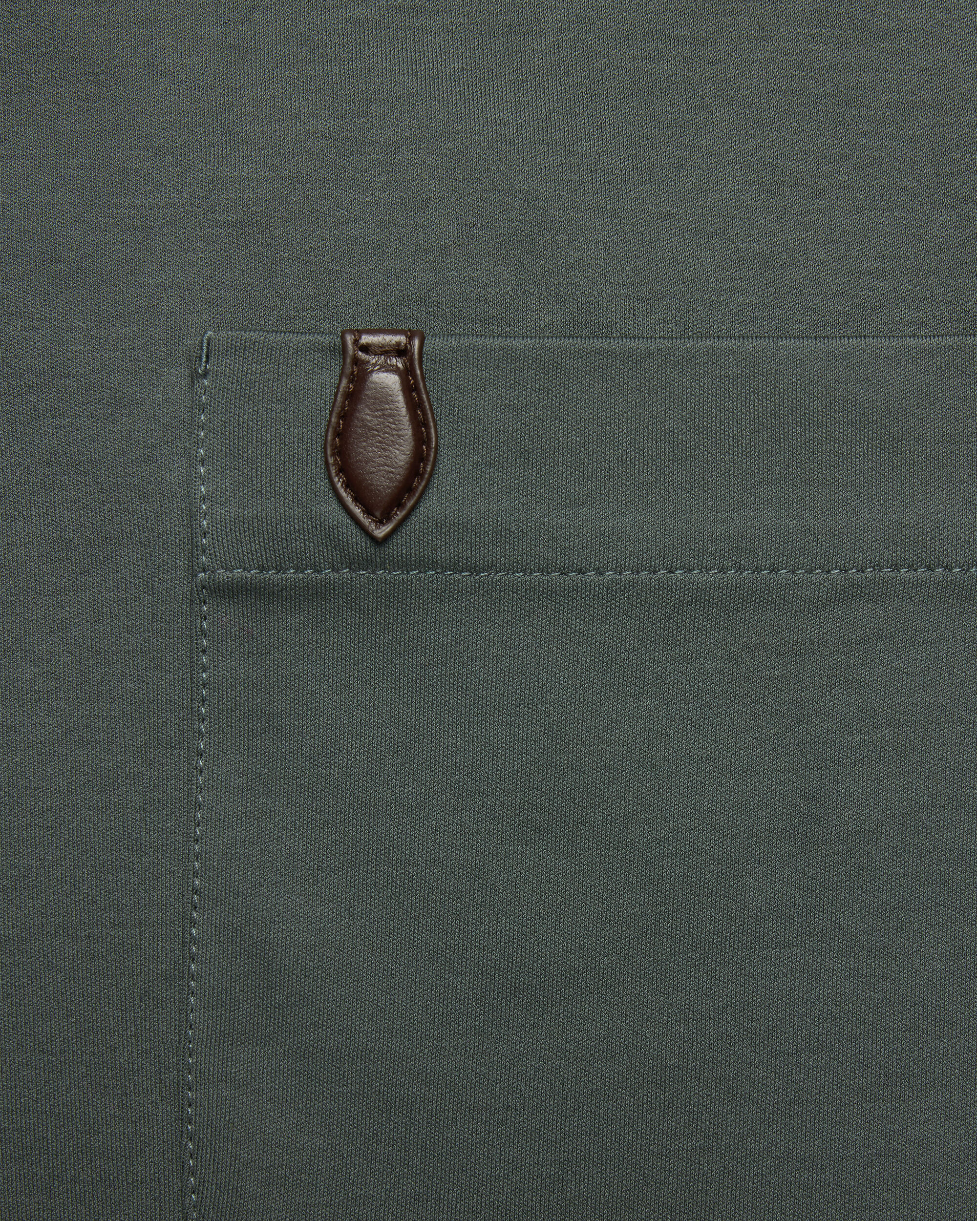 Pocket T-shirt with Leather Detail, Dark Green, hi-res