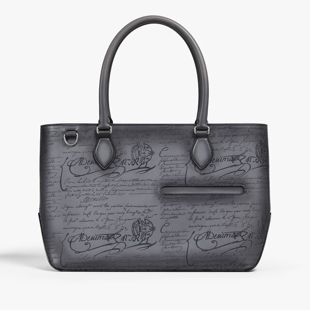 Toujours Mini Scritto Leather Tote Bag, LIGHT ALUMINIO, hi-res 6