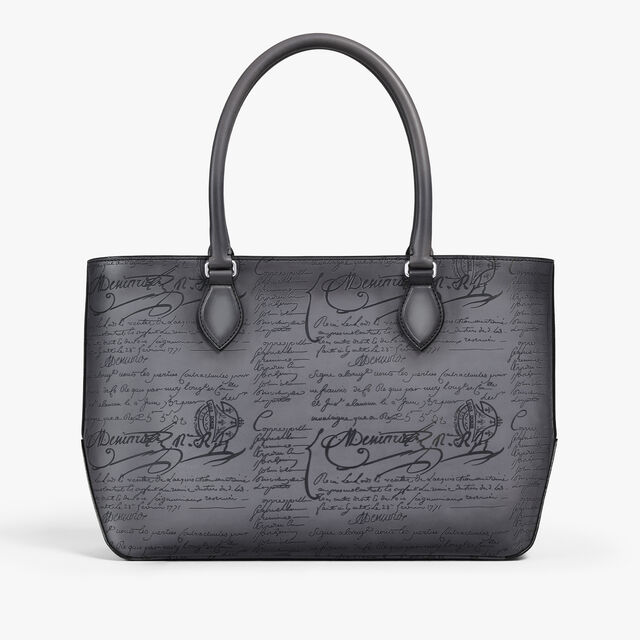 Toujours Mini Scritto Leather Tote Bag, LIGHT ALUMINIO, hi-res 7