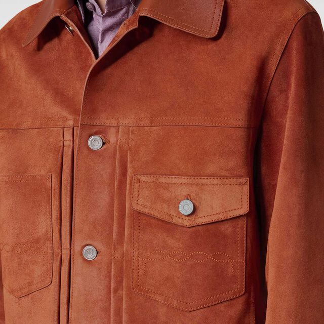 Suede Denim Jacket, ORANGE RUST, hi-res 5