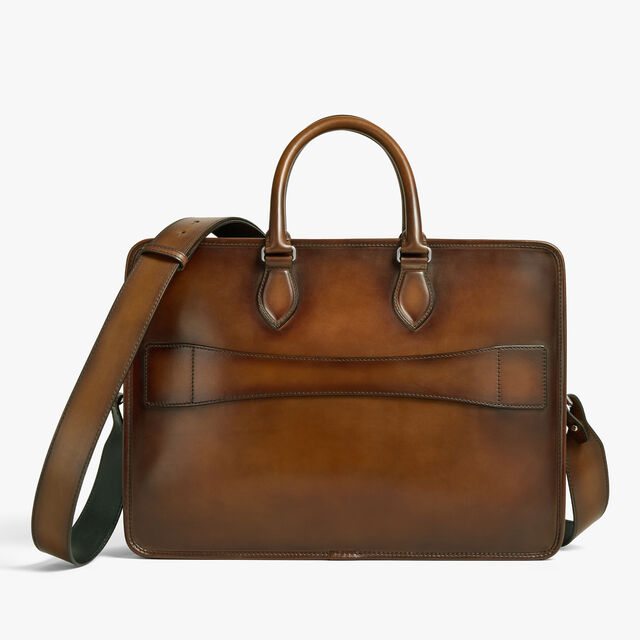 Deux Jours Scritto Leather Briefcase, CACAO INTENSO, hi-res 2