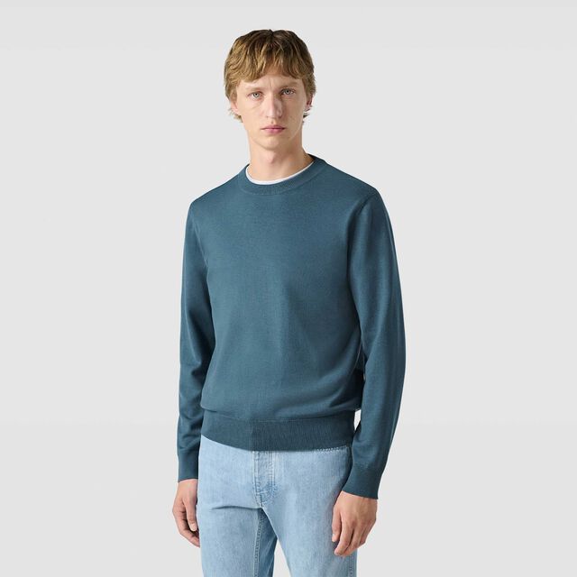 经典羊毛圆领衫, DUSTY BLUE, hi-res 2