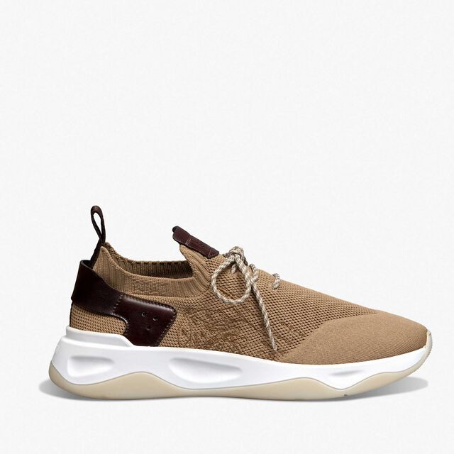 Shadow Scritto Knit And Lagoon Calf Sneaker, BEIGE, hi-res 1