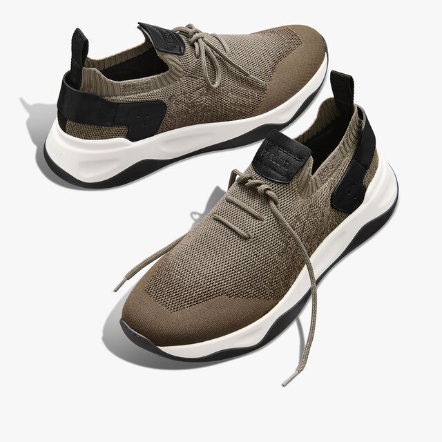 Shadow Scritto Knit And Lagoon Calf Sneaker, GRADIANT KAKI, hi-res 7