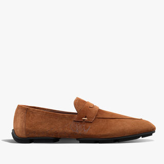 Lorenzo Drive Scritto Camoscio Calf Leather Loafer, OCHER, hi-res