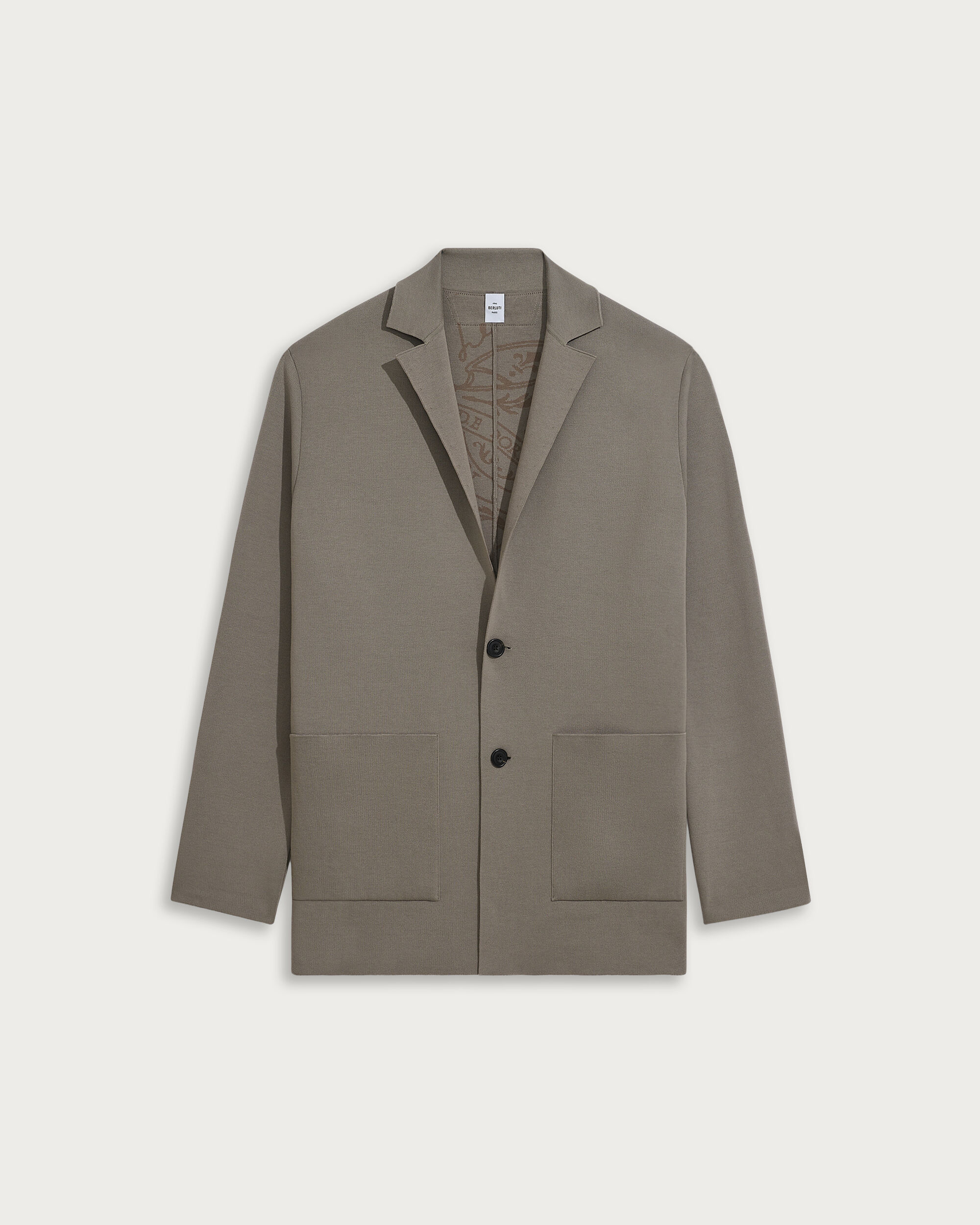 Double Face Knitted Jacket with Leather Detail, Pebbles Grey, hi-res