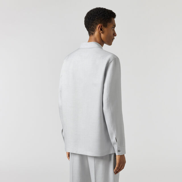 Embroidered Scritto Overshirt, SPRING BLUE , hi-res 4