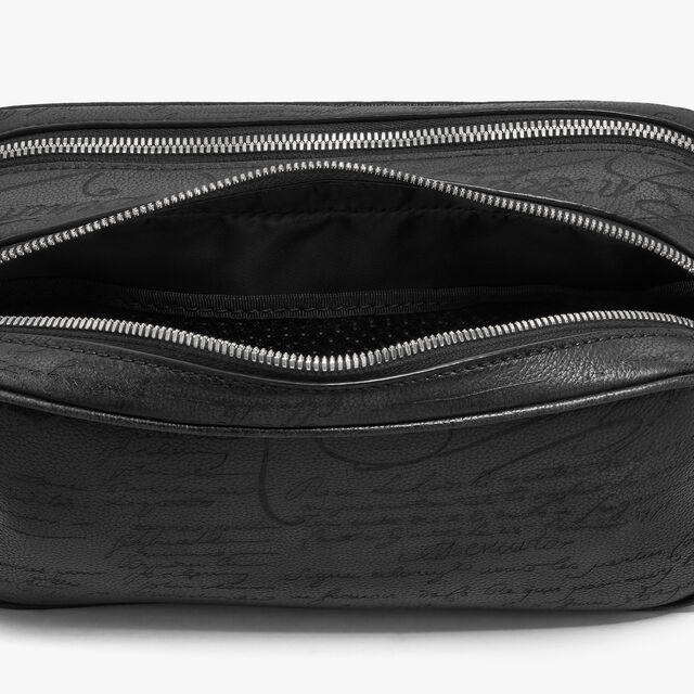 Formula 1003 Zipped Pouch In Scritto Leather, NERO GRIGIO, hi-res 10