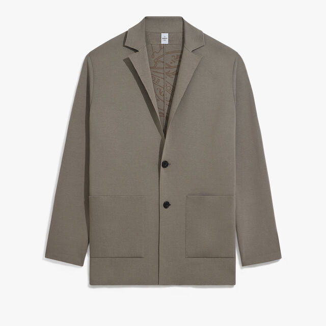 Double Face Scritto Knitted Jacket, PEBBLES GREY, hi-res 1