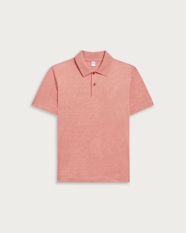 Scritto Pattern Piqué Polo, Heather Pink, hi-res