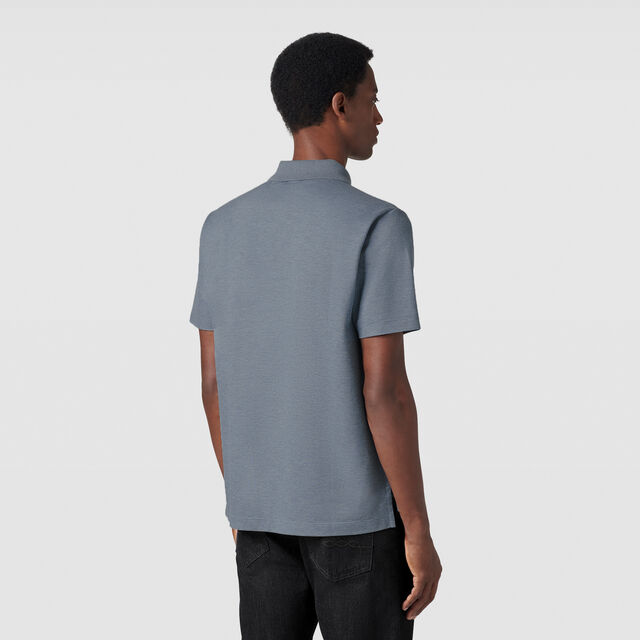 Classic Pique Leather Tab Polo, TITANIUM BLUE, hi-res 3