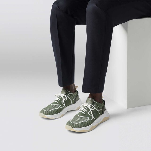 Shadow针织与皮革运动鞋, MINT GREEN, hi-res 9