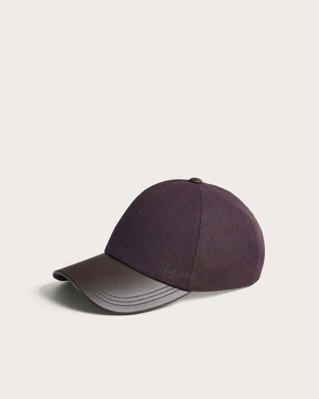 Baseball Cap with Leather Visor, Dark Lead, hi-res