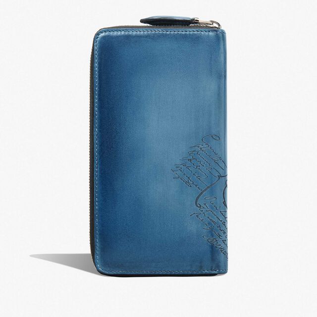 Itauba Scritto Leather Long Zipped Wallet, IRIS, hi-res 2