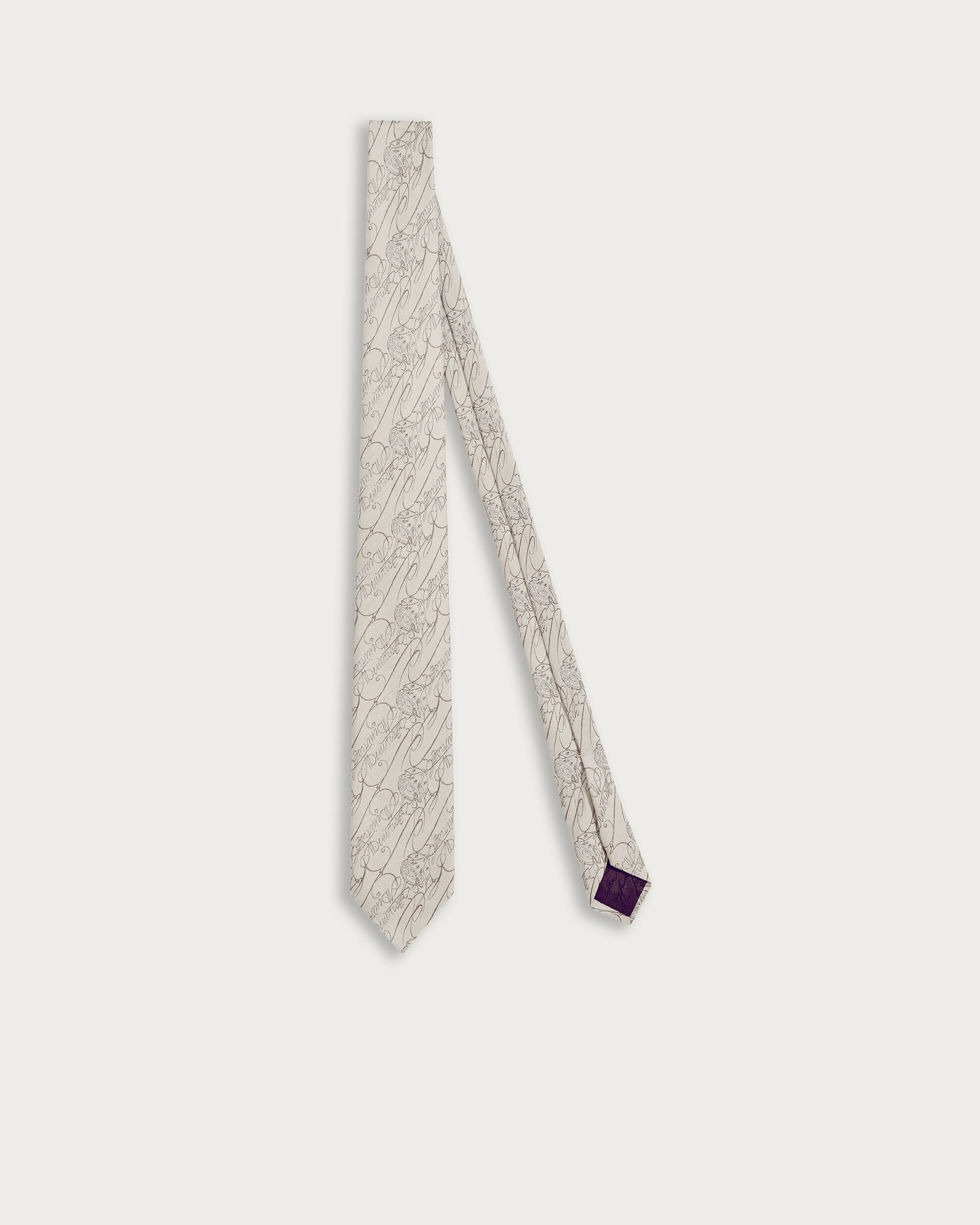 Herringbone Scritto Pattern Tie, Natural Beige, hi-res