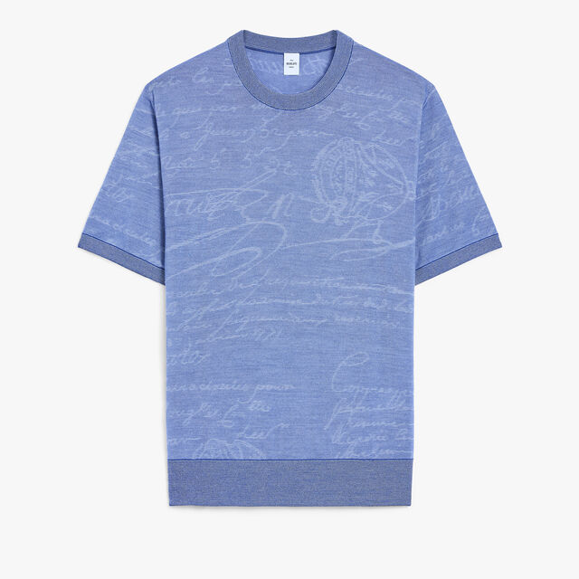 Light Scritto Wool Short Sleeves Crewneck, HELVETIA BLUE, hi-res 1