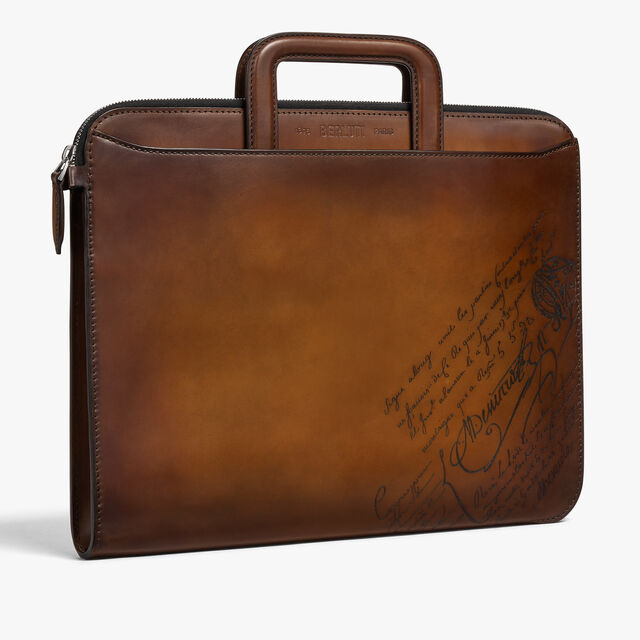 Lift II Scritto Leather Briefcase, CACAO INTENSO, hi-res 5