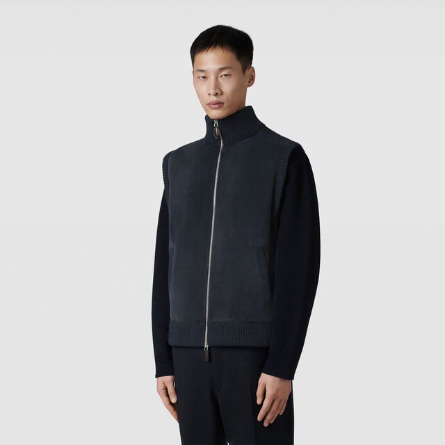 Suede & Cashmere Bodywarmer, ANTHRACITE MELANGE, hi-res 2