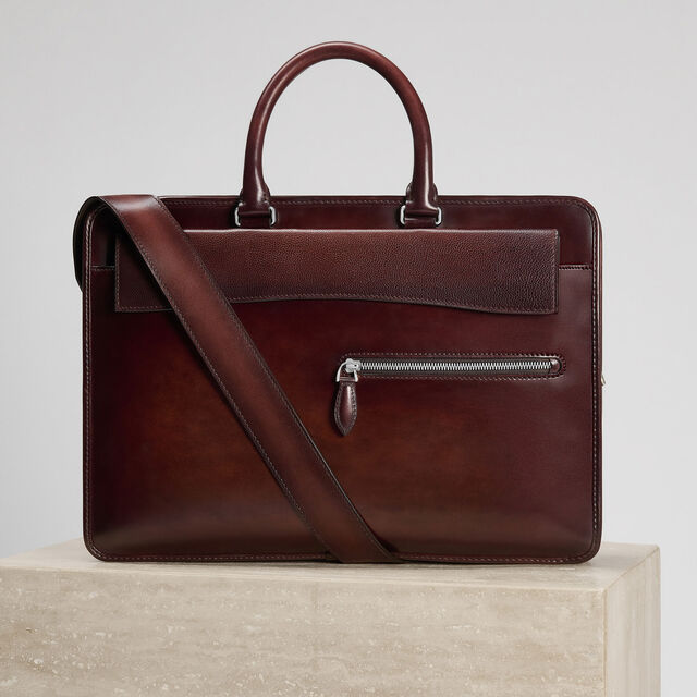 Un Jour Pocket Leather Briefcase, LEGNO BRUCIATO, hi-res 9