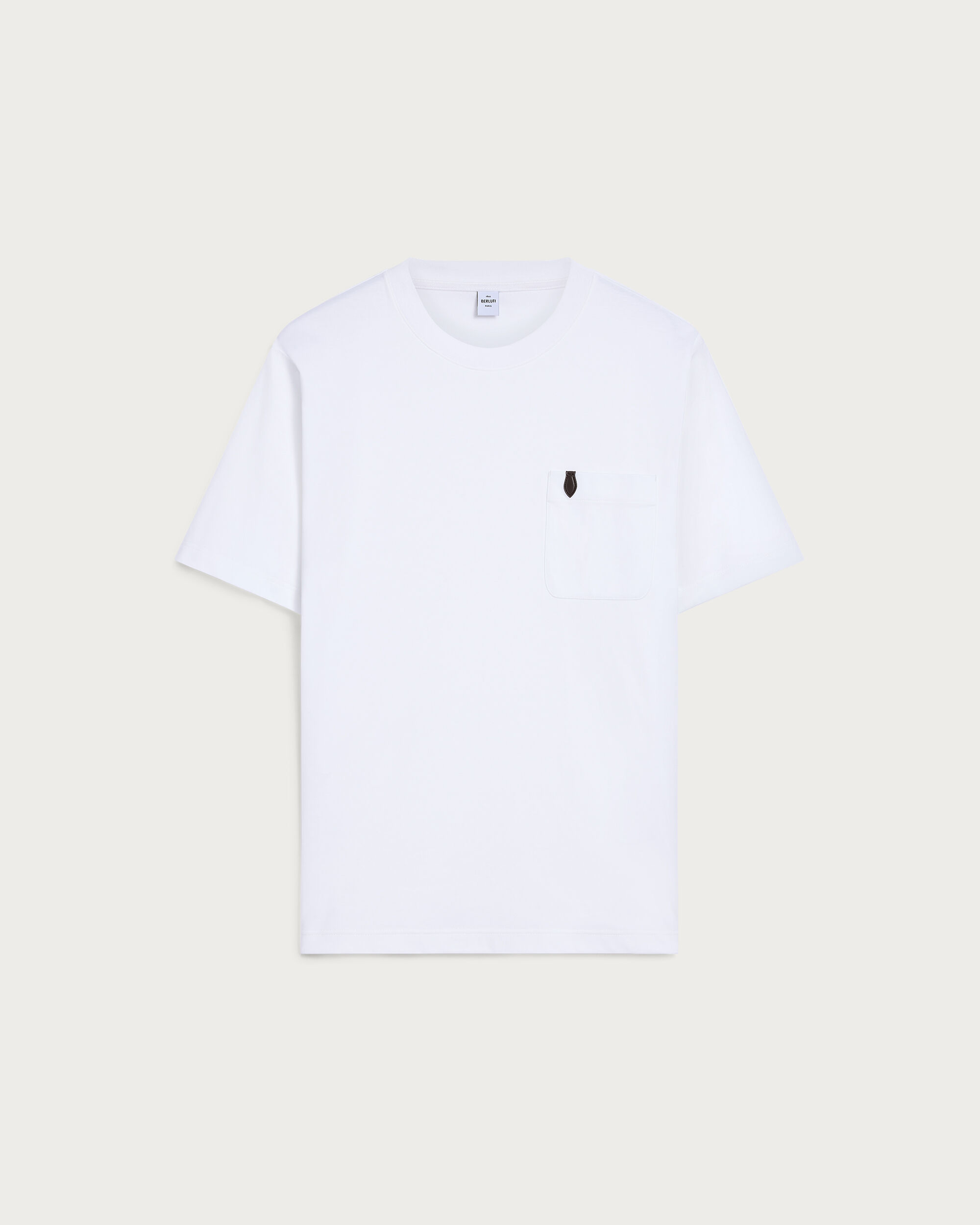 Pocket T-shirt with Leather Detail, Blanc Optique, hi-res