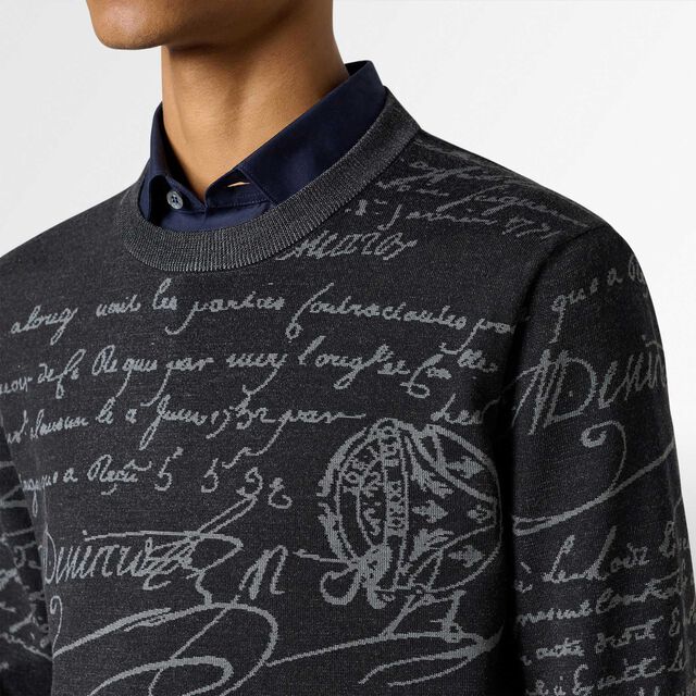 Classic Scritto Crewneck, NAVY/ GREY SCRITTO, hi-res 5