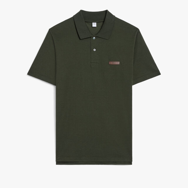 Leather Tab Polo, DARK GREEN, hi-res 1