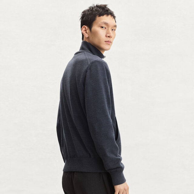 Reversible Wool & Scritto Nylon Blouson, PURPLE CLOUD, hi-res 3