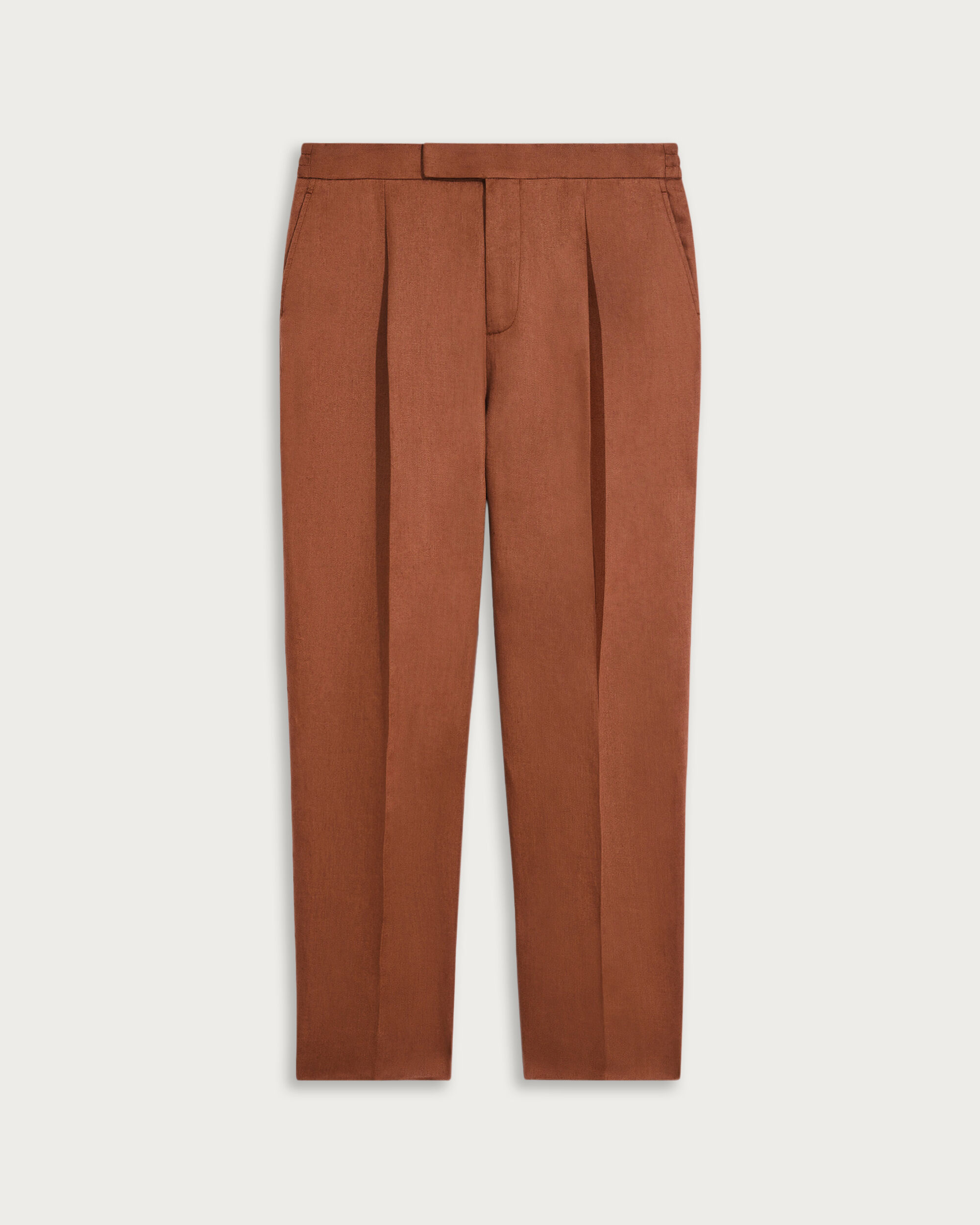 Relaxed Trousers with Leather Detail, Russet Brown, hi-res