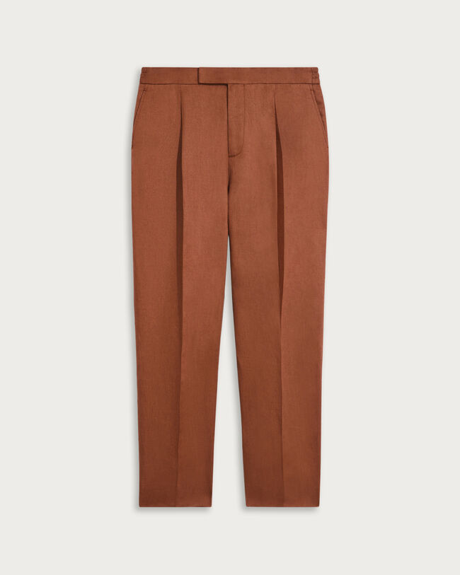 Relaxed Trousers with Leather Detail, Russet Brown, hi-res