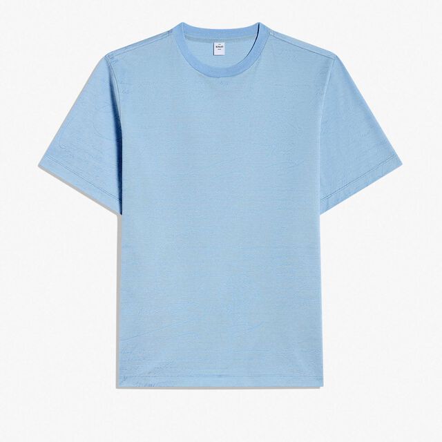 T-Shirt En Jacquard Scritto, PALE BLUE, hi-res 1