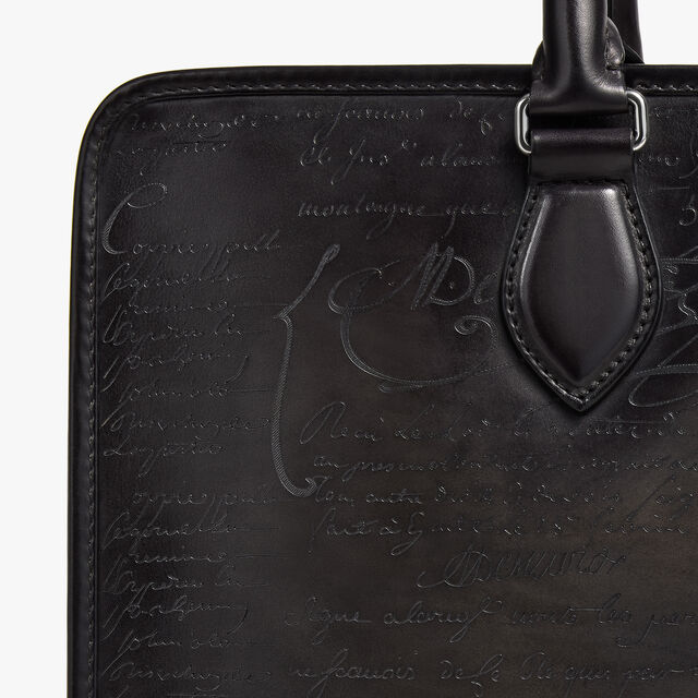 Un Jour Mini Scritto Leather Briefcase, NERO GRIGIO, hi-res 8