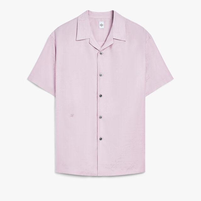 Cotton Silk Scritto Short-Sleeves Shirt, ANTIQUE ROSE, hi-res 1