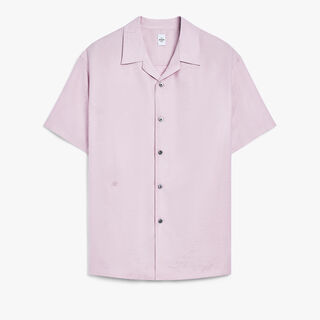 Cotton Silk Scritto Short-Sleeves Shirt, ANTIQUE ROSE, hi-res