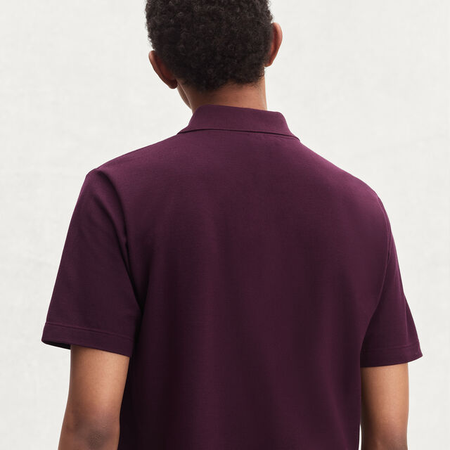 Leather Tab Polo, PURPLE GRAPE, hi-res 3