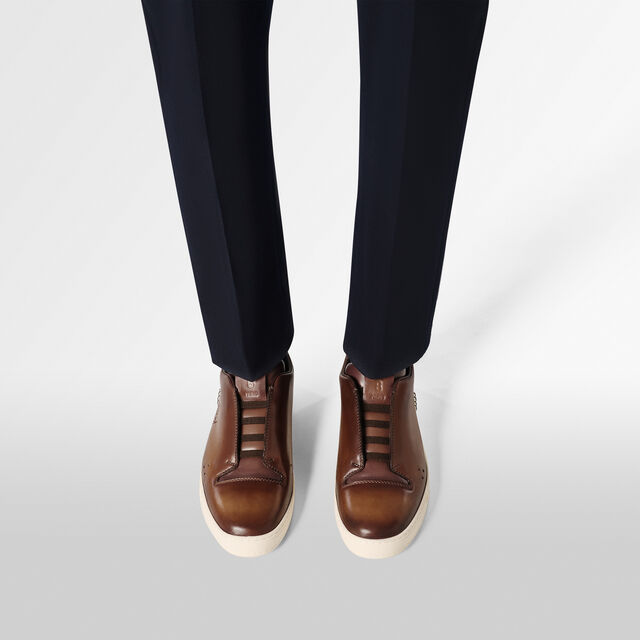 Playtime Scritto Venezia Calf Leather Sneaker Slip On, CACAO INTENSO, hi-res 2