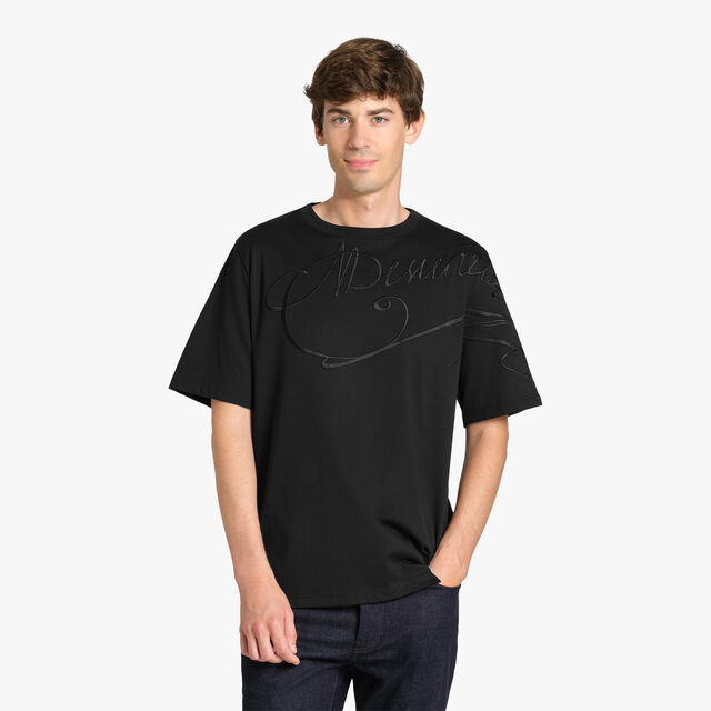 Embroidered Scritto T-Shirt, NOIR, hi-res 2