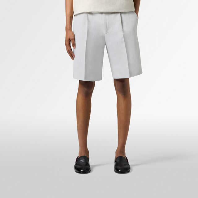 Formal Pleated Shorts, WHITE CANVAS, hi-res 3