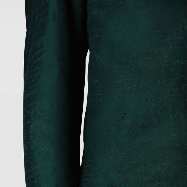 Andy Cotton Silk Scritto Shirt, FIR GREEN, hi-res 5