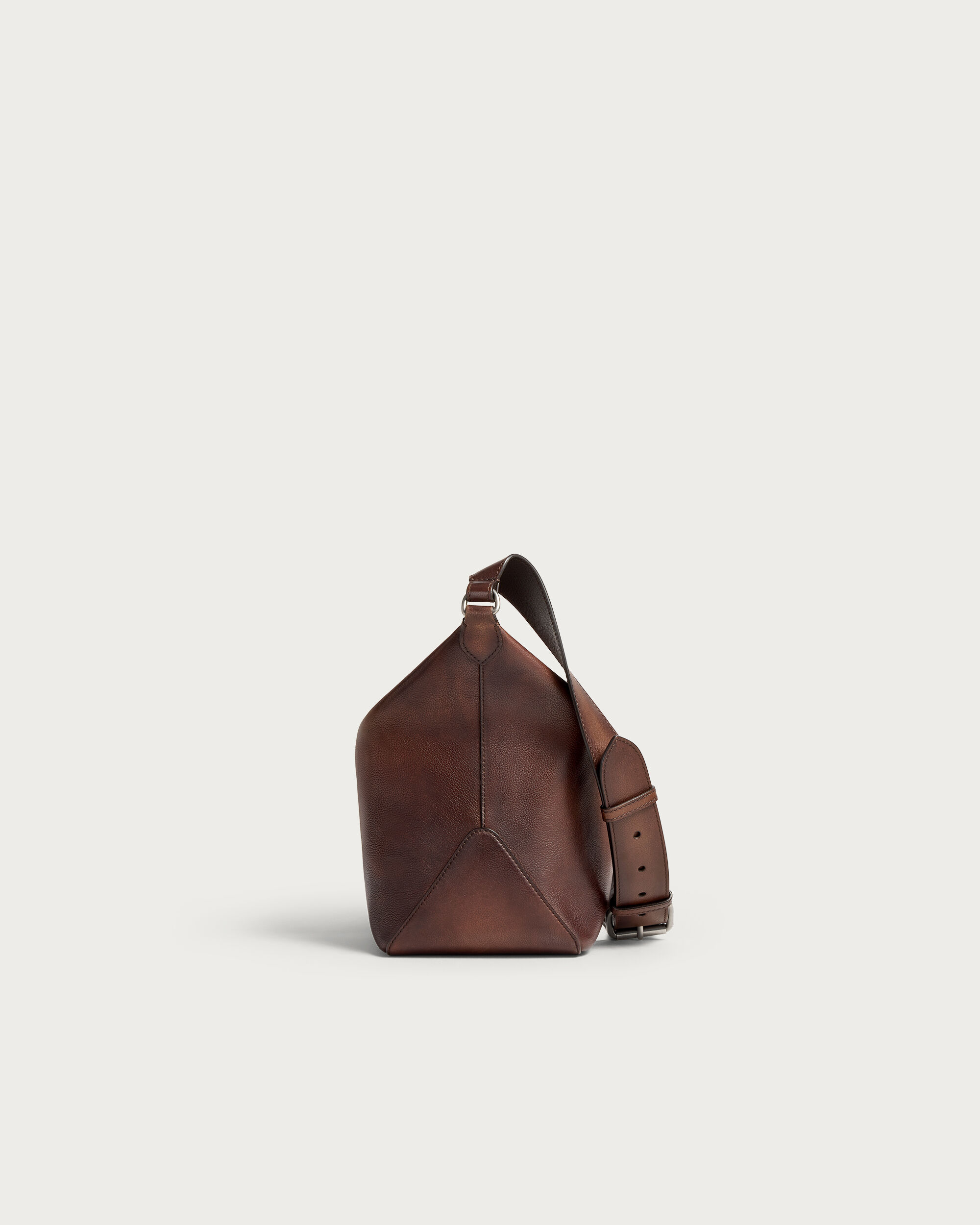 Toujours Soft Zipped Hobo Messenger, Soft Brown, hi-res