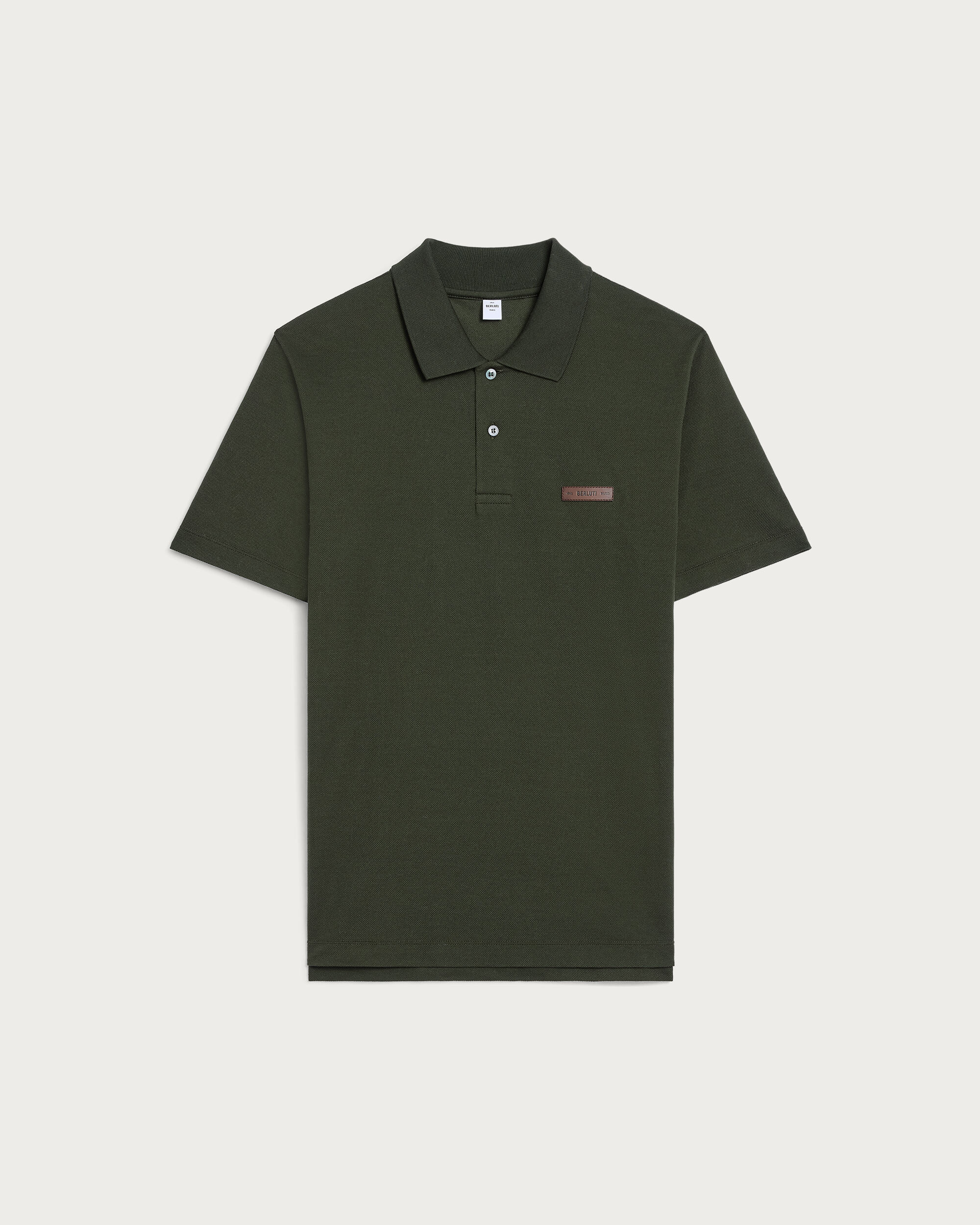 Polo with Leather Detail, Dark Green, hi-res