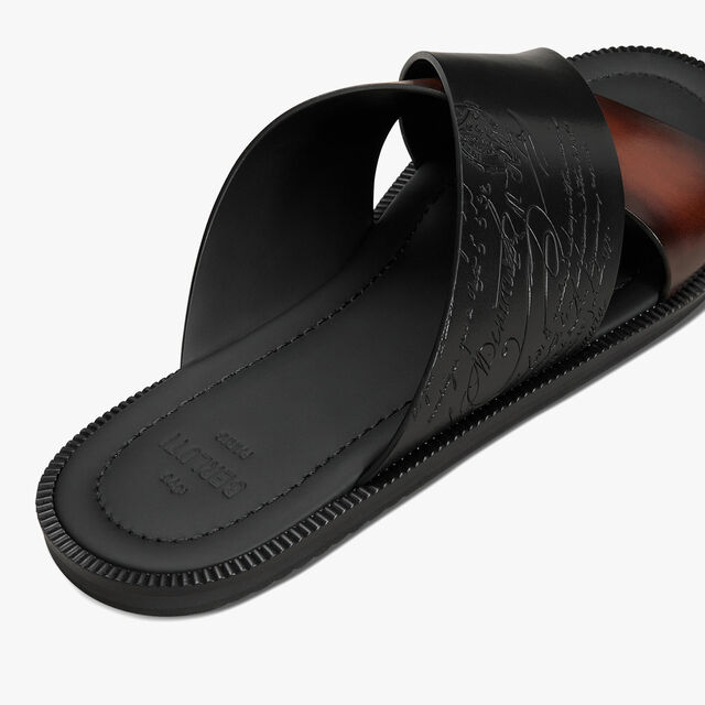 Sifnos Scritto Leather Sandal, CACAO INTENSO, hi-res 5