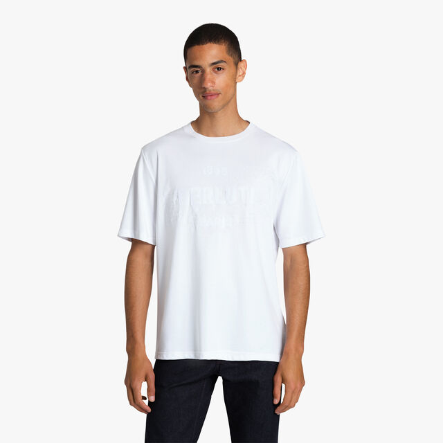 Embroidered Scritto and Logo T-shirt, BLANC OPTIQUE, hi-res 2